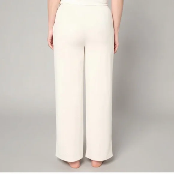 Cozy Earth Women's Rib Knit Bamboo Lounge Pull On Pajama Pant Small Ivory NEW